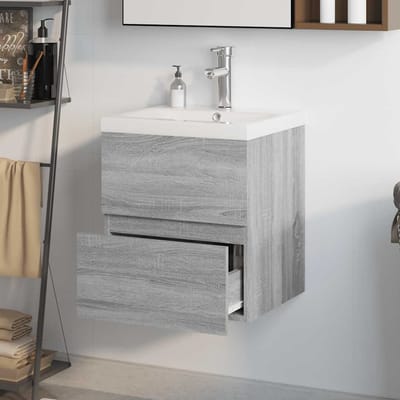 vidaXL - Wastafelkast - met - ingebouwde - wasbak - bewerkt - hout - grijs - sonoma