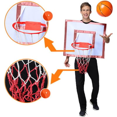Leuke basketbalbord rollenspelkostuums, voor volwassenen Adult size oranje