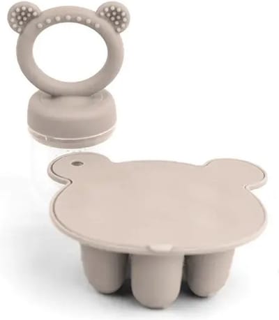 KimDo - Fruitspeen - Beige - sabbel speen - baby speen - Ijs mal - fruit - bijtring - Fruitspeen - Grote speen - Fruit baby - BPA VRIJ - Speelgoed