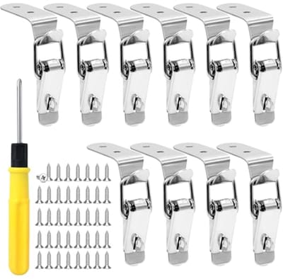 10 Stuks Hoekspanning Klemmen RVS Kist Slot 90 Graden Snap Sluiting met Schroeven voor Dozen, Lades en Gereedschapskisten