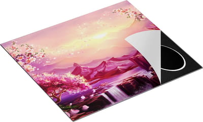 Chefcare Inductie Beschermer Illustratie van Watervallen met Bloesems - 60x50 cm - Afdekplaat Inductie - Kookplaat Beschermer - Inductie Mat