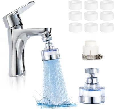 Dailygoods- Waterfilter 9 Stuks - Draaibaar 360° - PP-Katoenfilter - Kraanfilter - Drinkwater - Spatwaterbescherming