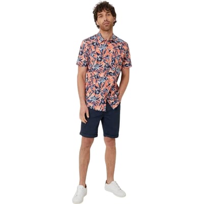 Threadbare Mannen Latham Bloemen Regular Shirt (Perzik)