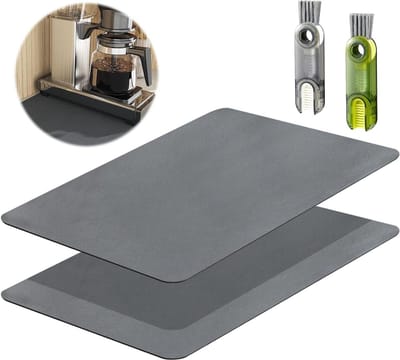 Koffiemachine-matten - 2 stuks - 40 x 50 cm - absorberend koffietapijt met borstels - antislipmat - keuken - bar - toonbank