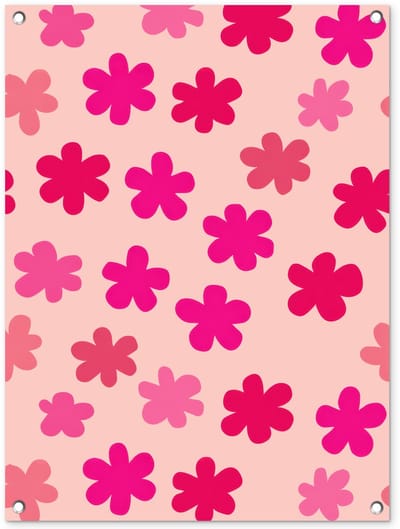 Tuinposter 60x80 cm - Tuindecoratie Bloemen - Patroon - Roze - Poster voor in de tuin - Buiten decoratie - Schutting tuinschilderij - Tuindoek muurdecoratie - Wanddecoratie balkondoek