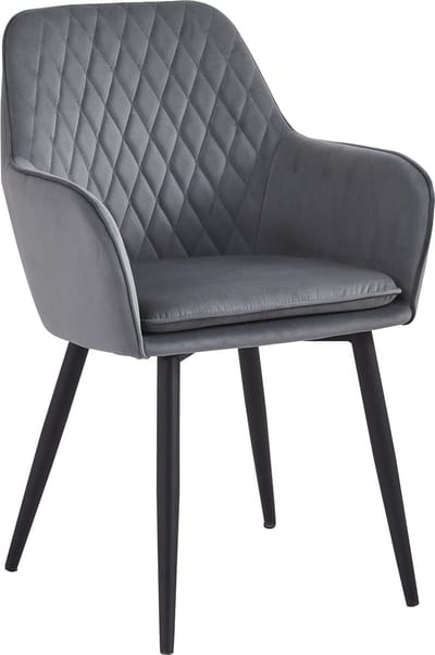Colenis® - Laura Eetkamerstoel - Set Van 2 - Grijs - Velvet - Design - Industrieel - Met armleuning