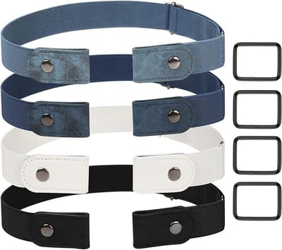 Gesploze Riem - 4 Stuks Gespvrije & Elastische Riem Voor Dames & Heren - Elastische Riem - Elastische Riem Zonder Gesp - 3cm Breed - Elastische Broekriem Zonder Gesp - Riem Zonder Gesp - Gespvrije Riem - Zwangerschapsriem - Riem Zonder Gaatjes