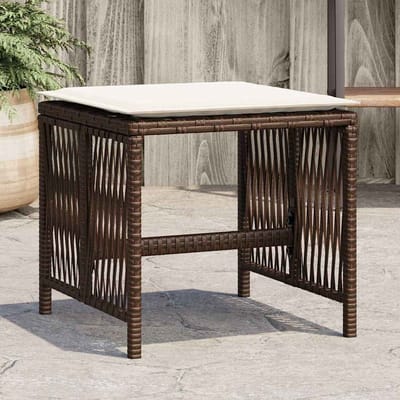 vidaXL - Tuinkrukken - 4 - st - met - kussens - 41x41x36 - cm - poly - rattan - bruin