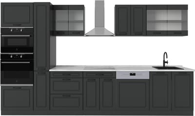 Vicco R-Line Keuken – 350 cm, WB Marmer Antraciet landhuis/antraciet