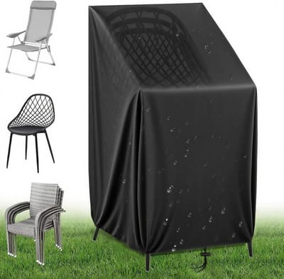 Beschermhoes voor Tuinstoelen van 210D Oxford, Winterbestendig, Stofdicht en UV-Bestendig voor Stapelbare Tuinstoelen
