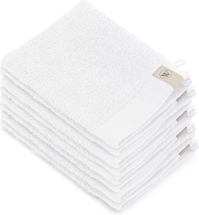 Walra Washandjes 8 stuks - 8x 16x21 - 100% Katoenen washand met ophanglusje en luxe brede boord - Wit