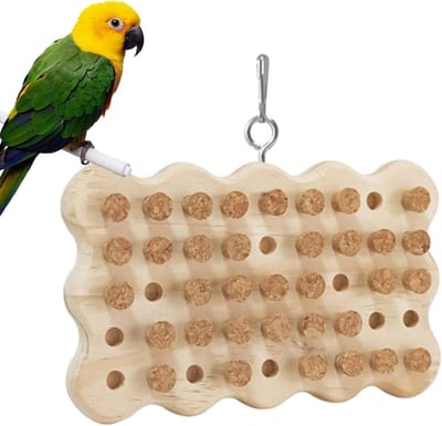 Vogel speelgoed - Kurk hout - Snavel slijpen - Natuurlijk materiaal - Diverse vormen - Houtkleur