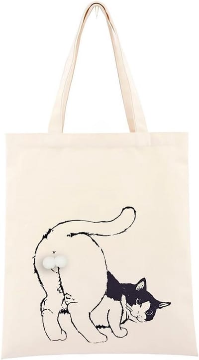 Grote Canvas Boodschappentas met Kattenprint - Handige Schoudertas voor Dames