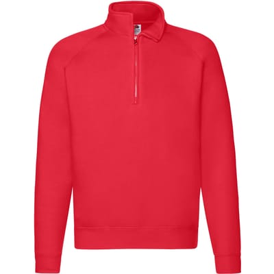 Fruit of the Loom Unisex Premium Sweatshirt met Kwart Ritssluiting voor Volwassenen (Rood)