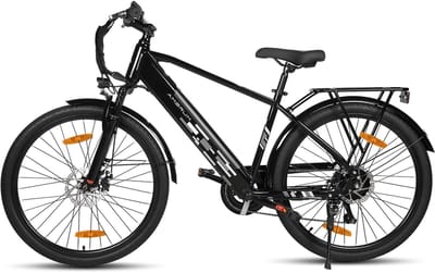 HILAND Rhythm elektrische stadsfiets - 26 inch - 250W motor - 50km actieradius - 36V 7.8Ah accu - Shimano 7-versnellingen - Unisex - Zwart