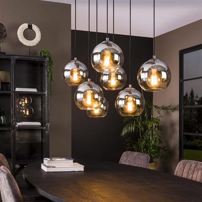 PS-Collection Bubble Shaded Hanglamp - 40x110x150cm - Oud Zilver - Glas/Metaal - hanglampen eetkamer, hanglamp zwart, hanglampen woonkamer, hanglamp slaapkamer, hanglamp kinderkamer, hanglamp rotan, hanglamp hout, hanglamp industrieel