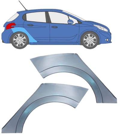 Reparatiepaneel achterspatbord voor Peugeot 208 2012-2019 / Links + Rechts / Set