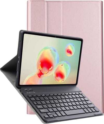 Hoes Geschikt voor Samsung Galaxy Tab S6 Lite Hoes Toetsenbord Hoes Case Book Cover Hoesje - Hoesje Geschikt voor Samsung Tab S6 Lite Keyboard Hoes - Rosé goud