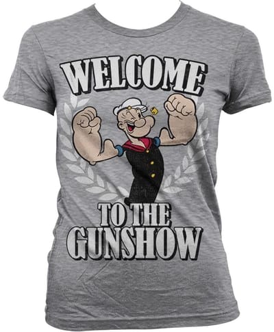 Popeye Welcome To The Gunshow Girly T-shirt voor dames, heather-grijs