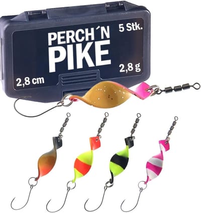 Trout and Perch Lepel Set met Opbergdoos - 5 of 10 Stuks UL Kunstaas