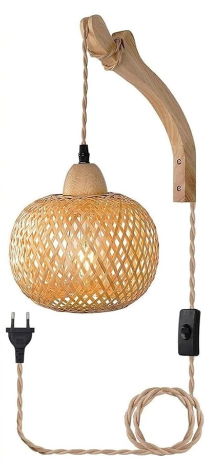 CLVP® Wandlamp Binnen met Snoer - Wandlamp met Stekker voor Binnen - met Dimbare Schakelaar - Industrieel en Vintage - Slaapkamer Bedlampje