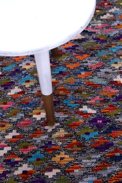 Kleurrijk Tapijt Laagpolig Handgeweven Wollen Vloerkleed - Koho Afghan Kelim 86x57 - 86x57cm- Modern - Woonkamer - Salon - Slaapkamer - Eetkamer