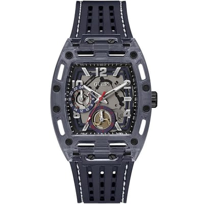 Guess Horloges voor Heren - Blauw Marine Chronograaf Horlogeband, Multifunctionele Quartz Horloges Heren, Ideaal voor Dagelijks Gebruik & Cadeaus GW0499G1 gray