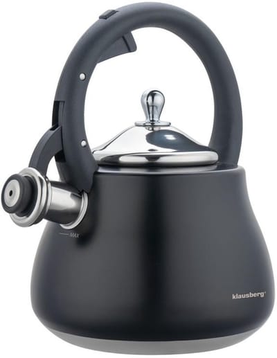 Klausberg KB-7918 - fluitketel - 2.8 L - rvs - alle warmtebronnen - zwart met zilveren elementen