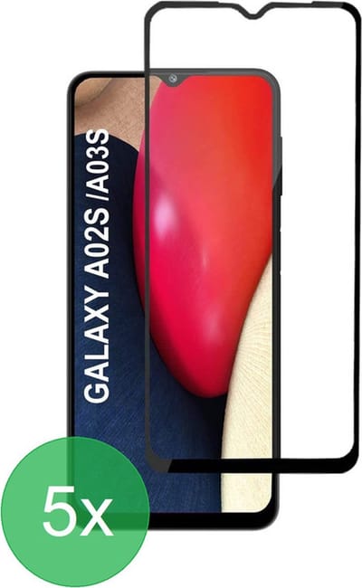 Screenprotector Geschikt voor: Samsung Galaxy A02s / A03s Full 5x - screen protector - volledige glas - bescherming - beschermglas - ZT Accessoires