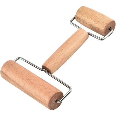 Houten Deegroller/Pizzaroller, Deeg- en Pizzaroller, Deegroller, Deegroller voor Bakken en Koken, Anti-aanbak, Eenvoudig te Hanteren, Su donkere kaki kleur