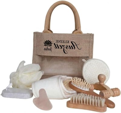 Gepersonaliseerde Cadeauset - Wellness Box - Pure Ontspanning - Met Naam Bedrukt - 25 x 9.5 x 21 cm - Jute