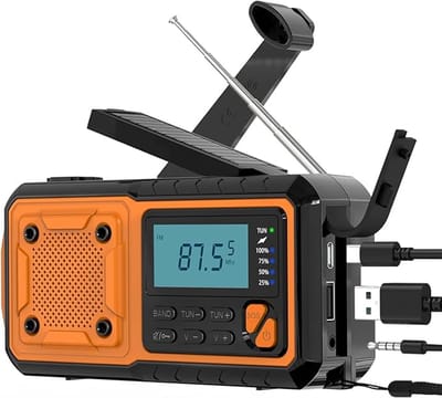 Zwengelradio Noodradio - Zonne-Energie Radio - FM AM SW Ontvanger - USB Opladen - SOS Alarm - Zaklamp - Leeslamp - Camping - Outdoor - Survival Radio