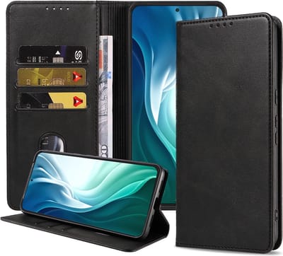 Smartphonica Telefoonhoesje geschikt voor Xiaomi Mi 11i kunstleren Hoesje met Magnetische sluiting en Pasjeshouders Book Case met Klepje - Zwart geschikt voor Xiaomi Mi 11i