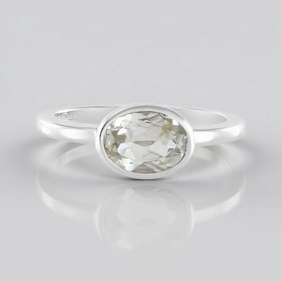 Cavill - Zilveren ring - 925 Sterling Zilver - 1,125 ct Witte Topaas Ovaal - Minimalistische Bezel Zetting - Elegante Damesring