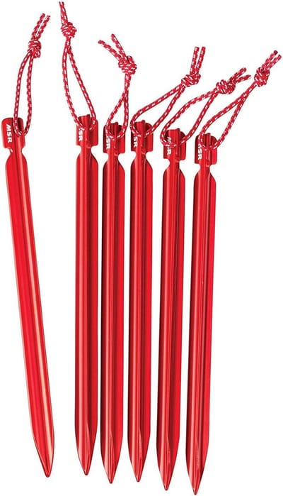 Tent Haringen Set - Kampeer Accessoires - Veilig Kamperen - Y-Beam Ontwerp - 6 Stuks 15.2 cm - Rood