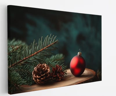Saammp Canvas Schilderij - Kerst krans - Natuur - Landschap - 45x30 - Foto op canvas - Wanddecoratie - Muurdecoratie Woonkamer - Slaapkamer decoratie - Canvas Print
