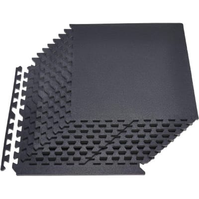 VEVOR 12 x Puzzelmat Vloerbeschermingsmat 610 x 610 x 14 mm, Hoogwaardige EVA-schuimmat, In elkaar grijpende fitnessmat, gymnastiekmat, sportmat, trainingsmat, zwart, thuisgym