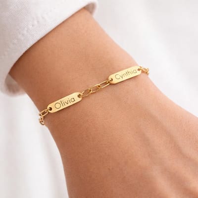 Schakelarmband met 3 Namen Goud