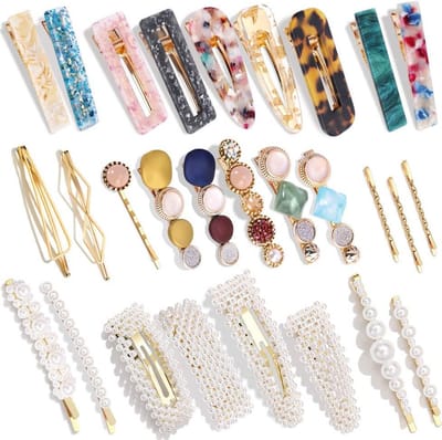 Haarspeldjes Set - Haaraccessoires Clips - Dagelijkse Stijling - Handgemaakt Parels Acryl - 28 stuks - Goud