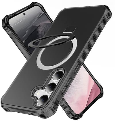 Coverup Hoesje - Geschikt voor Samsung Galaxy S26 Plus Hoesje - Coverup ShockProof TPU Back Cover met MagSafe Compatible Ring Kickstand - Zwart