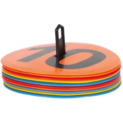 Markeerschijven Set Genummerd Ø20cm incl. Houder, 1 t/m 10, Multicolor