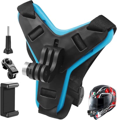 Verstelbare motorhelm houder voor actiecamera's, geschikt voor de meeste helmen en camera's, ideaal voor motorrijders