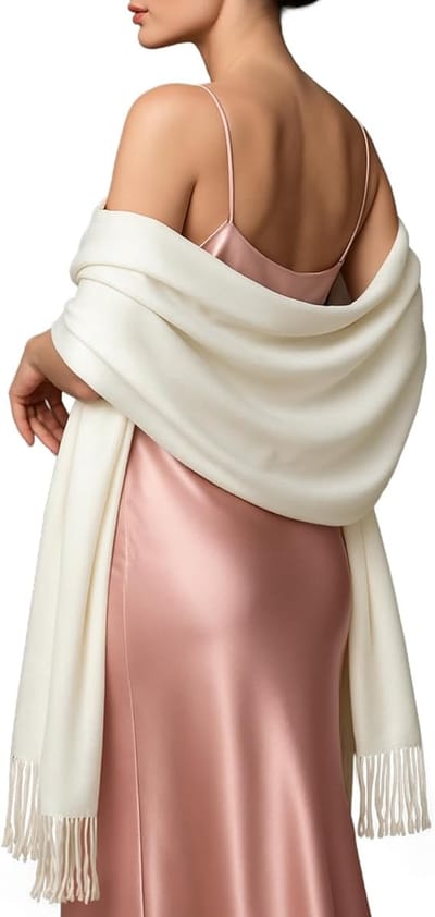 Sjaal - Kasjmier sjaal voor dames - Zachte stof - Elegante look voor bruiloften, feesten of op kantoor, wit