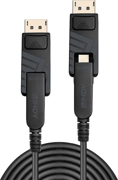 LINDY 38480 DisplayPort-kabel Aansluitkabel Mini DisplayPort-stekker, Mini DisplayPort-stekker 10.00 m Zwart 8K UHD