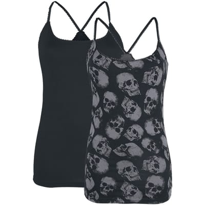 Black Premium by EMP Top - Doppelpack Tops mit Rundhalsausschnitt - S tot 5XL - voor Vrouwen - zwart-grijs