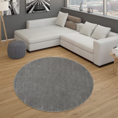 Flycarpets Laagpolig Effen Uni Vloerkleed Porera - Antraciet