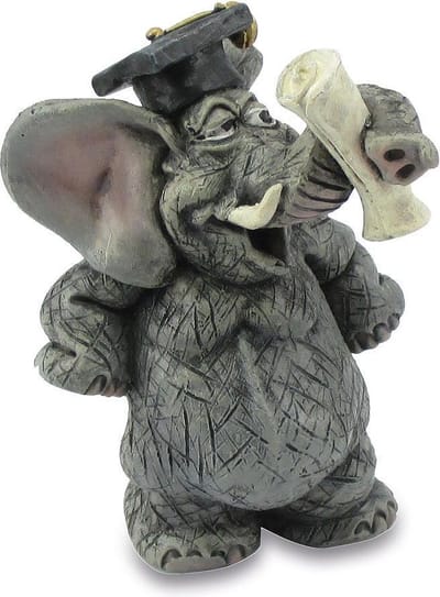 grappige beelden collectie - olifant afstudeert  - olifant geslaagd - olifant student - grappige beeldje - 8 cm hoog – polyresin