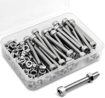 Dailygoods- Zeskantschroeven 25 stuks - M5 x 60 mm - Roestvrij Staal 304 - Duurzame Doos - Schroeven/Moeren Set - Corrosiebestendig - Schroefset