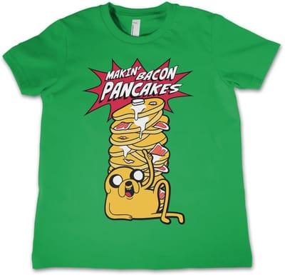 Adventure Time Makin' Bac-on -pannenkoeken T-shirt voor kinderen, groen
