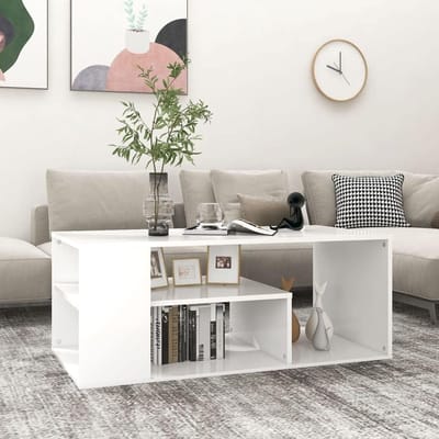 Salontafel - Woonkamertafel - Opbergen en decoreren - Met opbergruimte - 100x50x40 cm - Wit